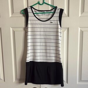 Lacoste Black and White Striped Mini Dress
